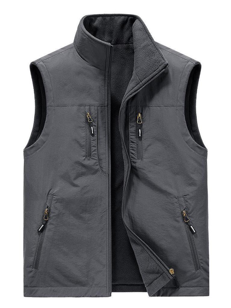 Men's Reversible Autumn/Winter Vest - Youth Outdoor Loose Fit Plus Size Sleeveless Gilet (1806A)