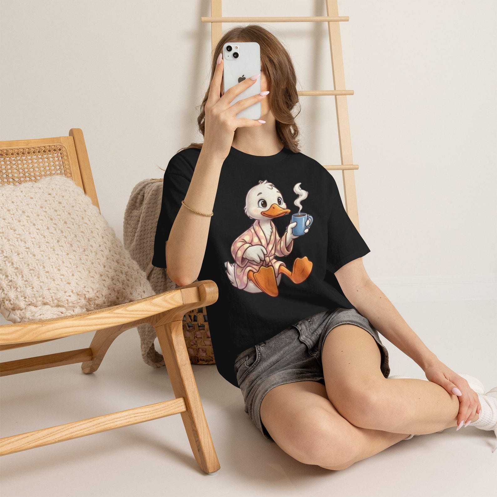Cute Duck Coffee Shirt, Morning Duck Tee, Cozy Animal Graphic T Shirt, Coffee Lover Gift, Lazy Morning Aesthetic Tee XL