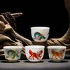 Jade Porcelain Kung Fu Teacups 2 Pcs Set, Creative Pattern Tea Espresso Wine Cups, Household Ceramic Teaware, Drinkware