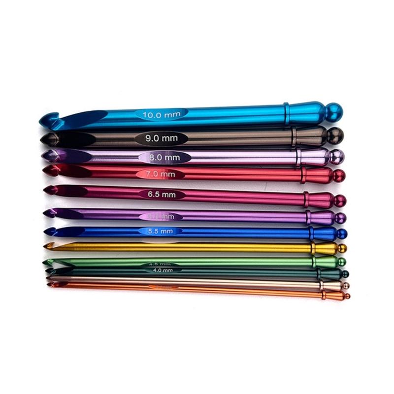 12 Pcs Crochet Hook Set 3.0mm-10.0mm Crochet Needle Ergonomical Crochet Needle with Case Knitting Needle for Craft