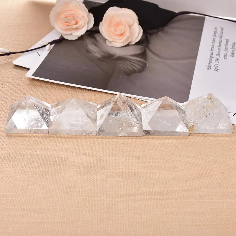 Natural Crystal Quartz Transparent Pyramid, Healing Gemstone, Crystal Column Tower, Home Decorative Item, Meditation Supplies