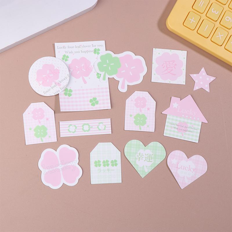 40Pcs/set Lucky Four-leaf Clover Self-adhesive Sealing Sticker Photo Cards Packaging Bag Journal Deco Stickers