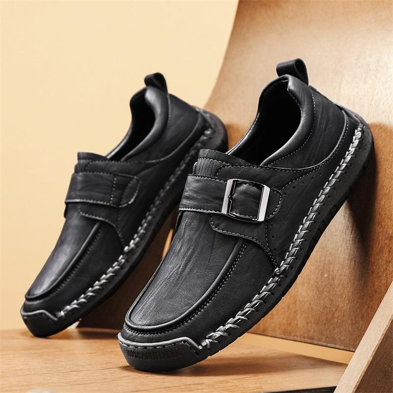 Men's Leather Shoes Slip on Casual Sneakers Flats Walking Shoes