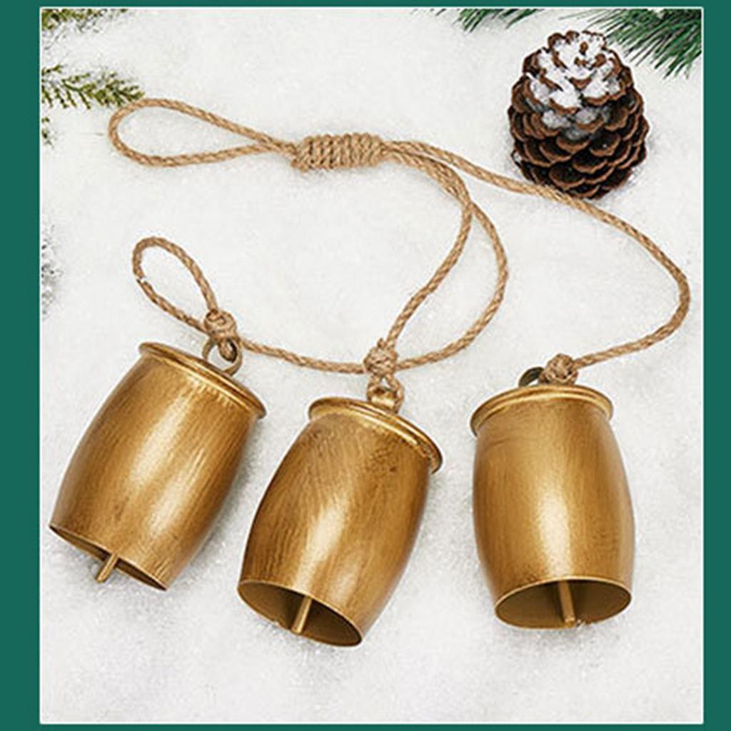 Christmas Bell Strings Pendant Gold Vintage Cow Bell Christmas Tree Decoration