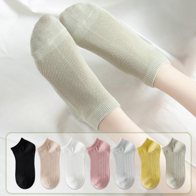 Women's Short Socks, Pure Cotton Thin Mesh Breathable and Odor-proof Sports Shallow Mouth Boat Socks, Women's Spring and Autumn Socks