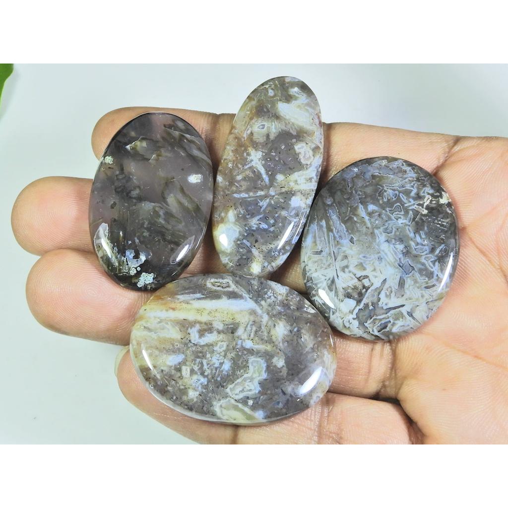 230Cts. Natural Turkish Stick Agate Oval Cabochon Loose Gesmtone 4 Pcs Lot A-204