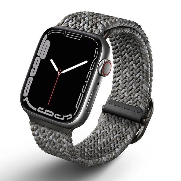 Uniq Pasek Aspen Apple Watch 44/42/45 Mmseries 1/2/3/4/5/6/7/8/9/Se/Se2 Braided De Szary/Pebble Grey
