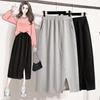 DIMANAF 2025 Plus Size Long Skirts Women Elastic Casual Loose Cotton Basic Solid  Autumn