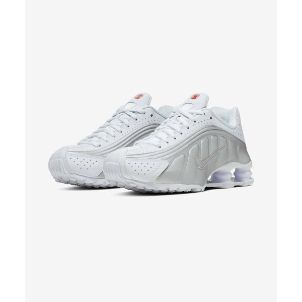 Nike Shox R4 Weiß Metallic Damen Sneaker Metallic-Silber Max-Orange AR3565-101