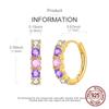 925 Sterling Silver Hoop Earrings Gradient Purple Pink White CZ Stones Dainty Colorful Huggie Earrings Jewelry Gift for Women
