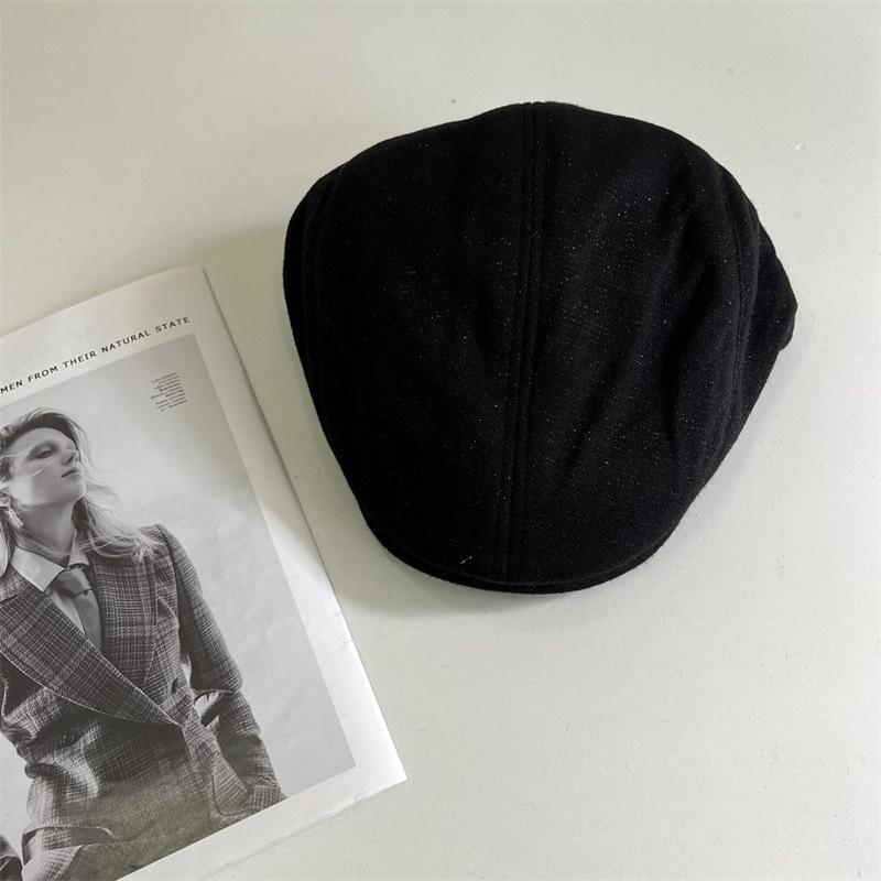 Retro Newsboy Hat Ladies Solid Color Versatile Simple Forward Hat Vintage Peaked Hat Men's Trend