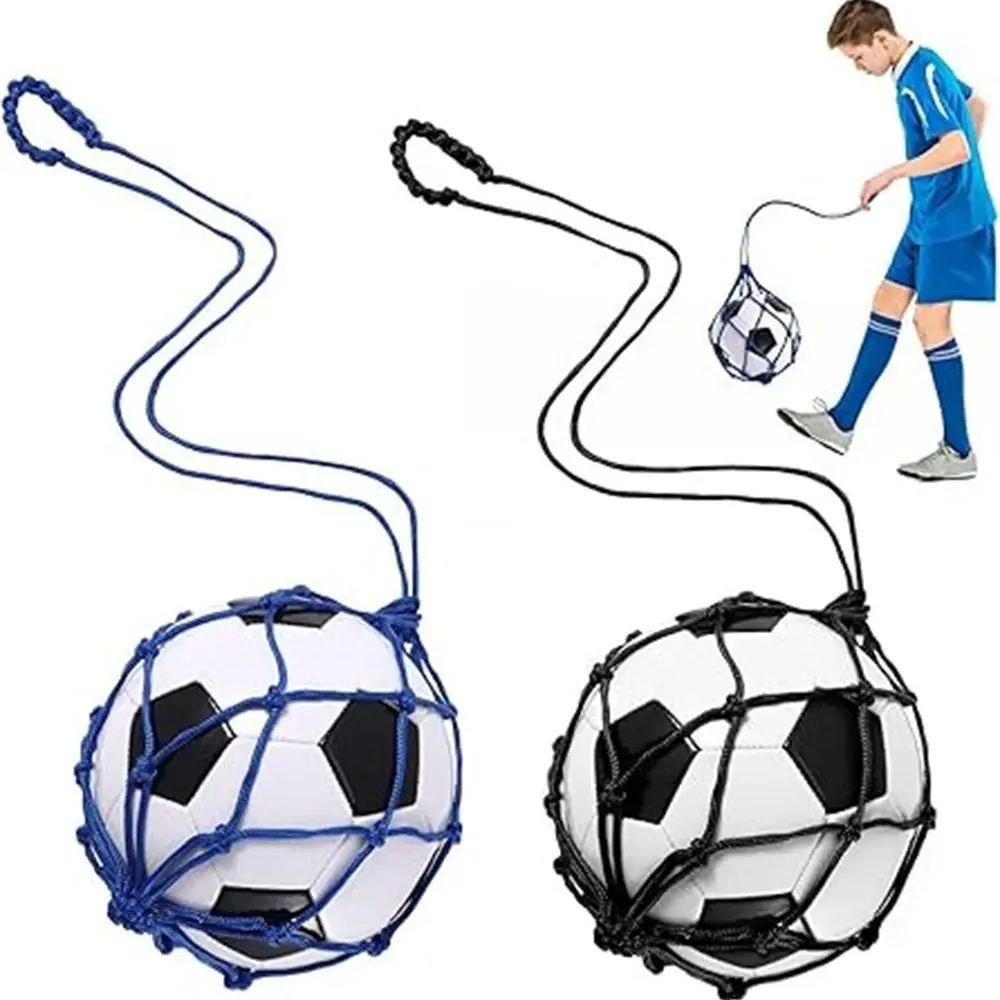 Youth Football Self Trainer Kick Net Pocket Professional Outdoor Sport Nylon Net Basketball Bag Solid Mesh Soccer Ball Carry Bag
