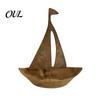 Nautical Style Garden Decor Rustic Iron Sailboat Planter, Metal Flowerpot for Succulents Herbs, Artistic Yard Flower Pot 3D Boat Shaped Container