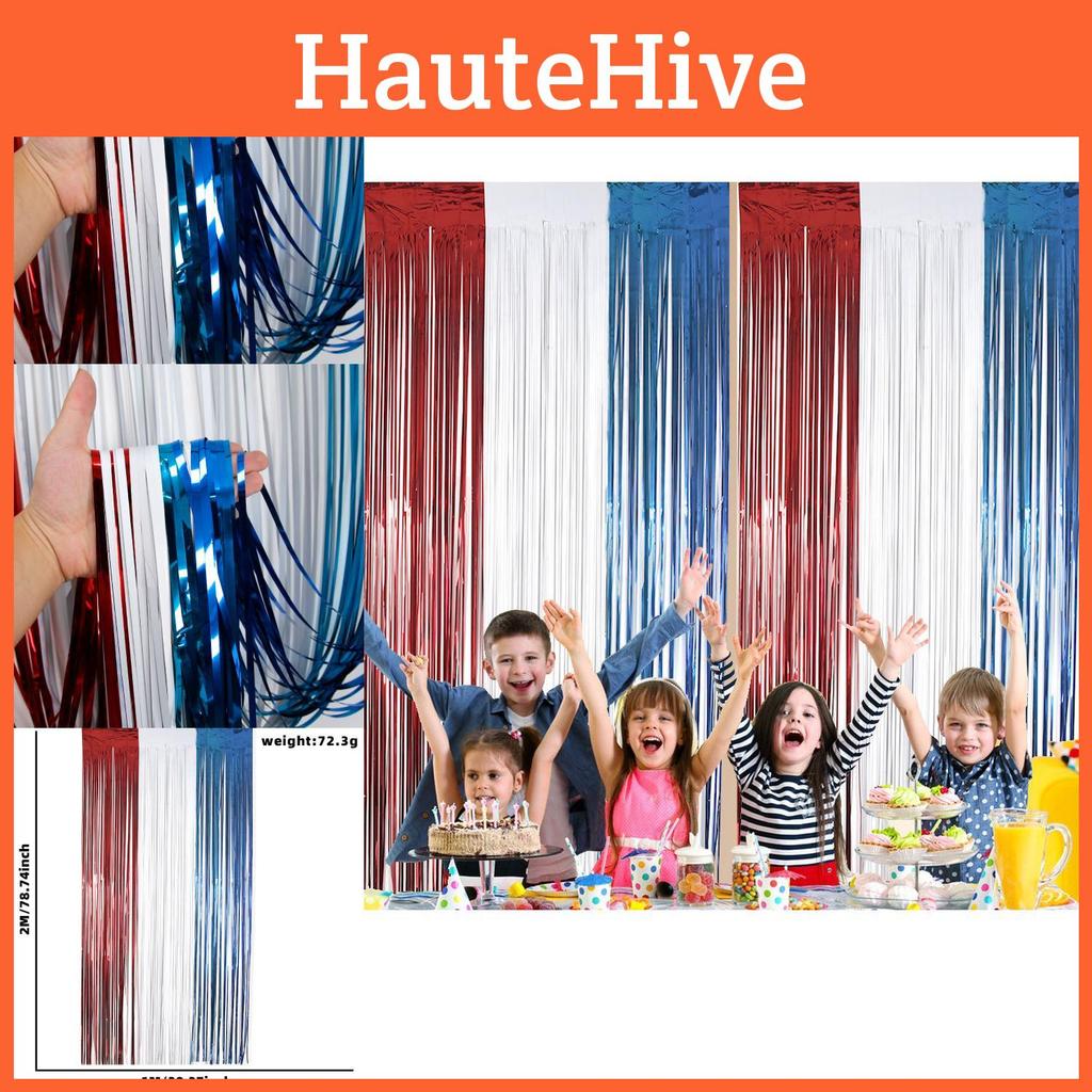 Vibrant Red White And Blue Independence Day Streamer Curtains For Festive Home Decor