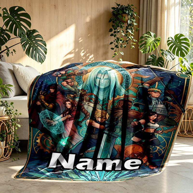 Custom Name Personalized Final Fantasy Print Blanket, Home Decor, Bedroom, Sofa, Camping, Couch, Gifts for Birthday Christmas