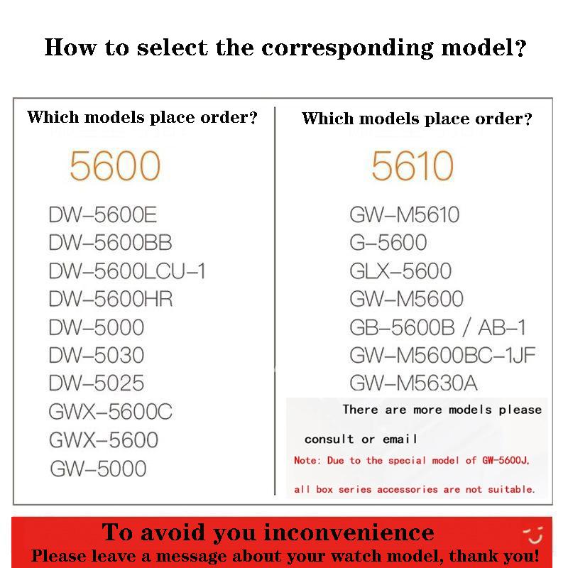 Rubber Resin Strap Case for Casio G-Shock DW-5600 GW-M5610 GW-B5600 G-5600 Men Women Replacement Bracelet Watch Accessories Band