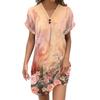 Women's V-neck Vintage Floral Print Pullover Casual Button Dress