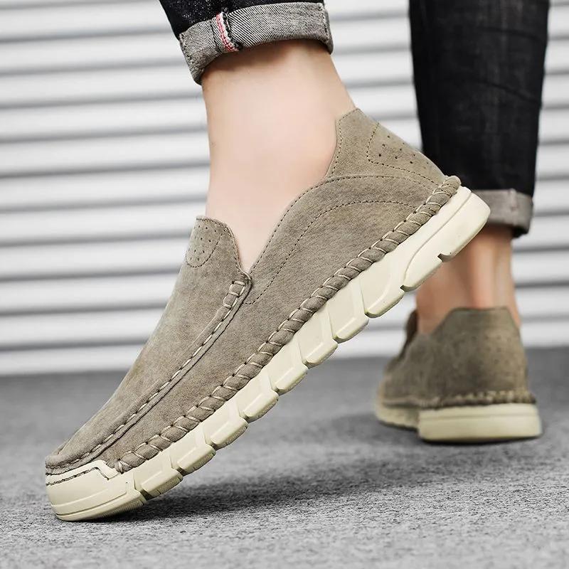 Summer Leather Casual Peas Shoes Sports All-match Sneakers Men's Lazy Shoes Breathable Driving Shoes Men