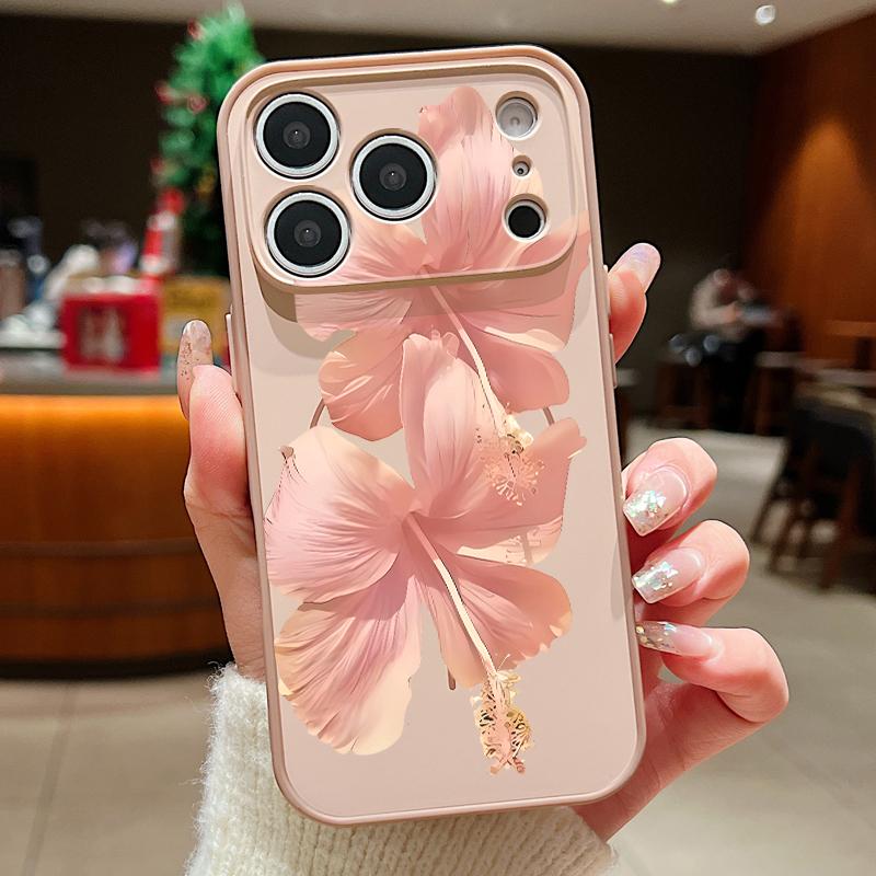 Pink Hibiscus Flower Pattern For iPhone 17 Pro Max Funda iPhone 16 15 14 13 Pro Max Skin Feeling Magnetic For Magsafe Shockproof Bumper Cover