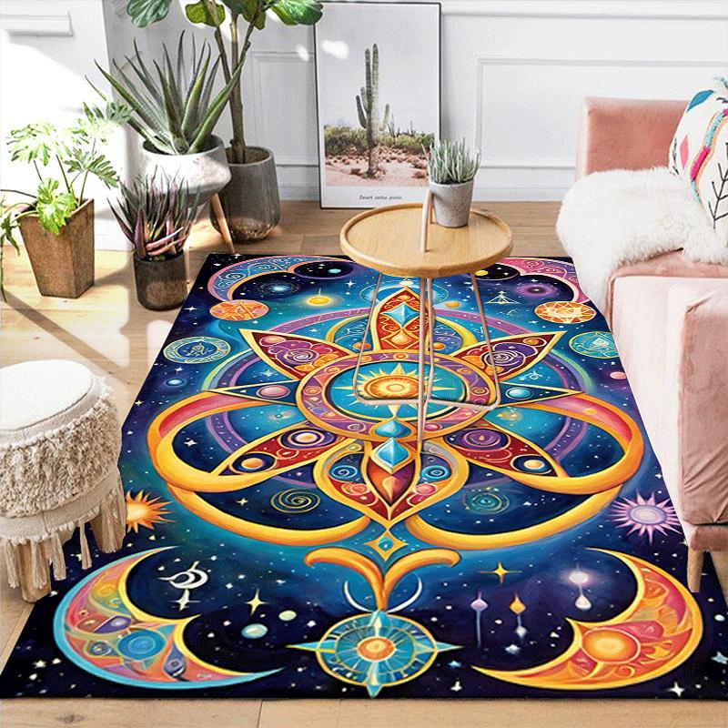 1pc Sun Totem Print, Design Indoor Area Rug - Soft, Anti-Slip, and Durable Gaming Room Decor for Bedroom, Living Room