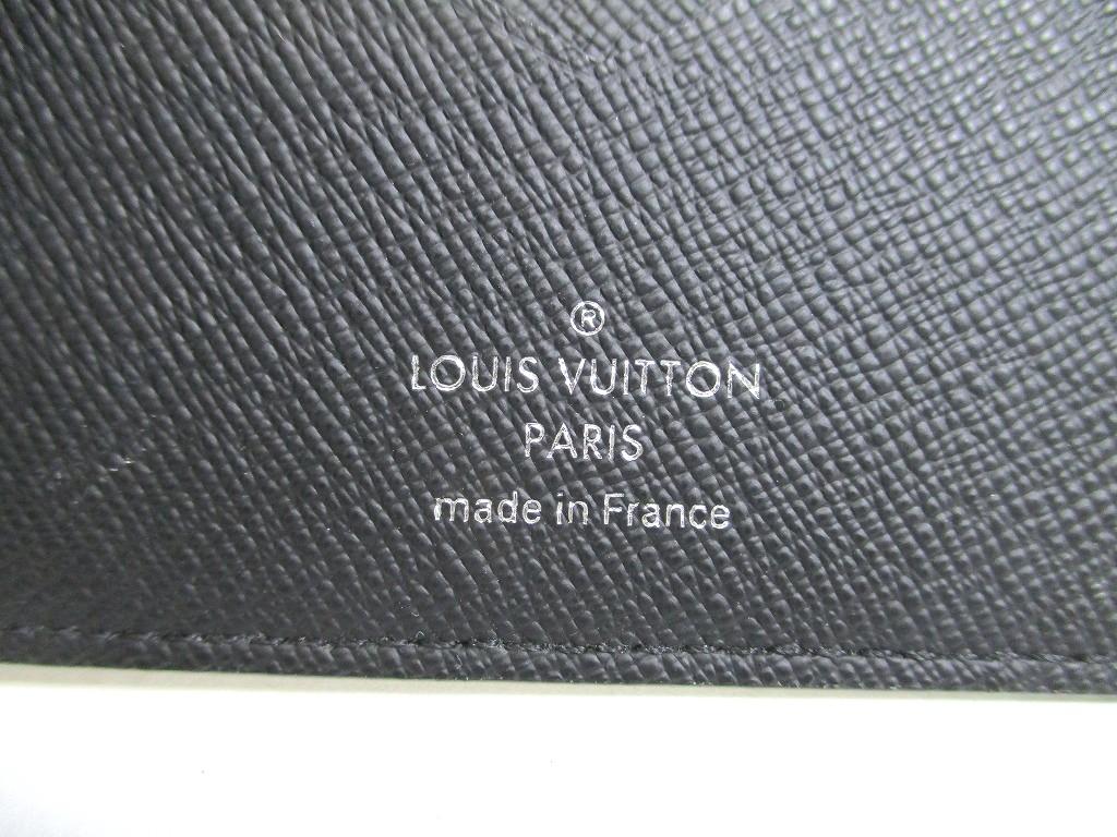 Autentyczny LOUIS VUITTON Taiga Czarna Skóra Portfel Bifold na Banknoty #a938 Odnowiony