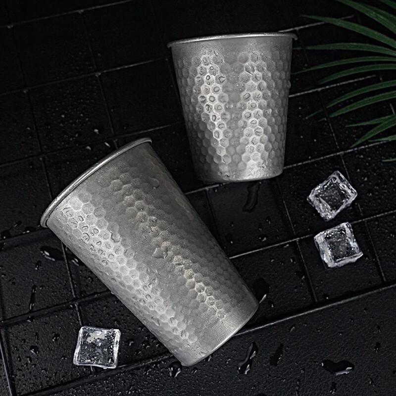 Shangqi Retro Stainless Steel Hammered Water & Tea Cups - Set of 2