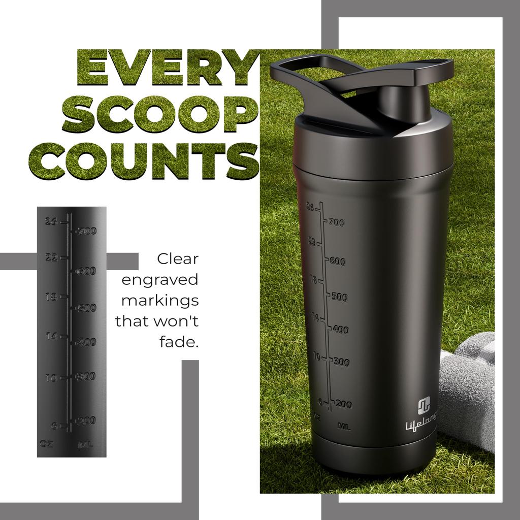 Lifelong Premium Shaker Bottle | Steel Protein Shaker Bottle | Leakproof Shaker for Gym | Sipper Water Bottle for Adults with Detachable Blender |