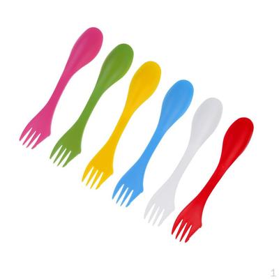 6 Stuks / in 1 Lichtgewicht Kampeer Wandel Bestek Spork Combinatie Reis Gadget Lepel Tafelgerei