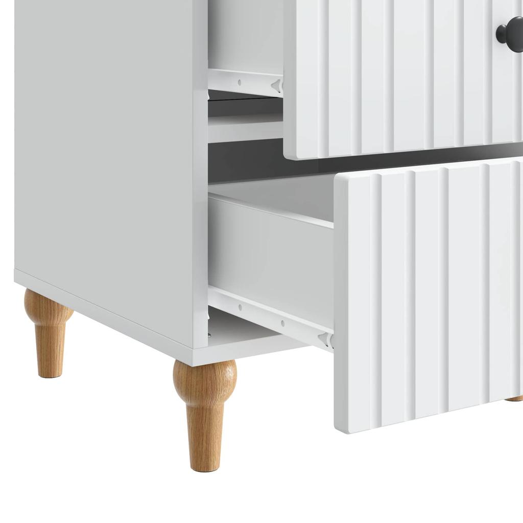 White Nightstand with Drawers 43 x 41 x 66.5 cm Engineered Wood
