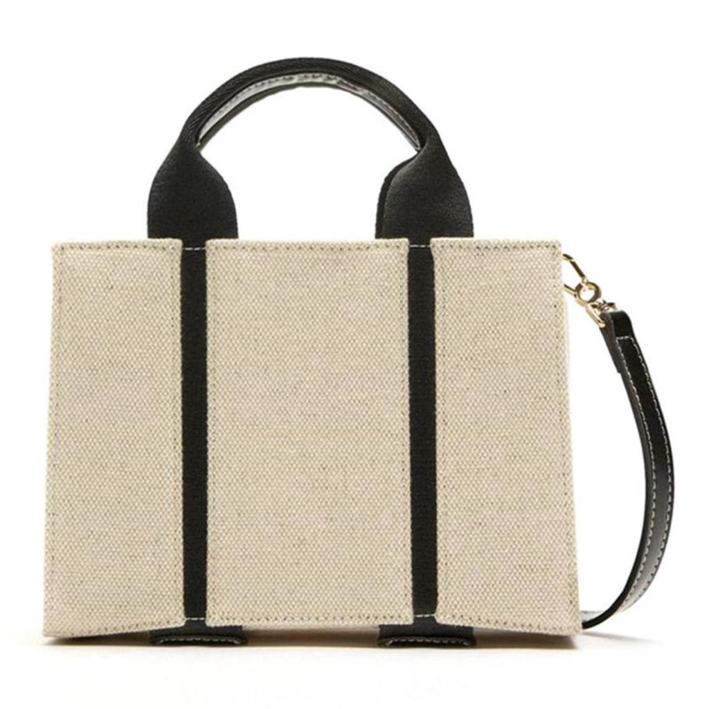 Summer New Tote Women's Bag Premium Sense Black Spell White Mini Canvas City Shoulder Tote Crossbody Bag