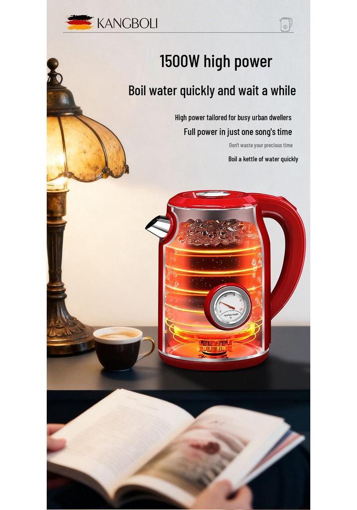 German Retro Electric Kettle with Anti-Scald Design, Constant Temperature Control, and Built-In Thermometer
