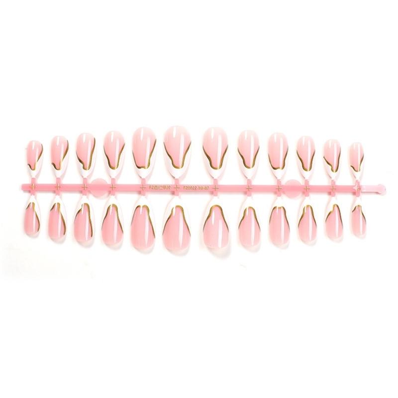 1 Set Unghie Artificiali French Tip Unghie Finte Staccabili Press On Unghie Mandorla Copertura Totale Unghie da Incollare per Donna