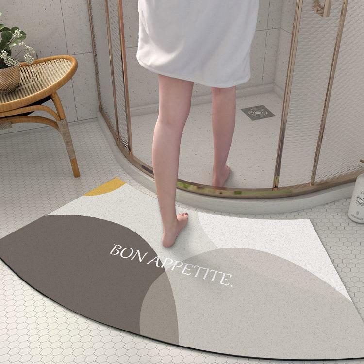 Diatom Mud Floor Mat Arc-shaped Dirt-resistant Anti-slip Mat Household Absorbent Bathroom Floor Mat Bathroom Door Simple Foot Mat