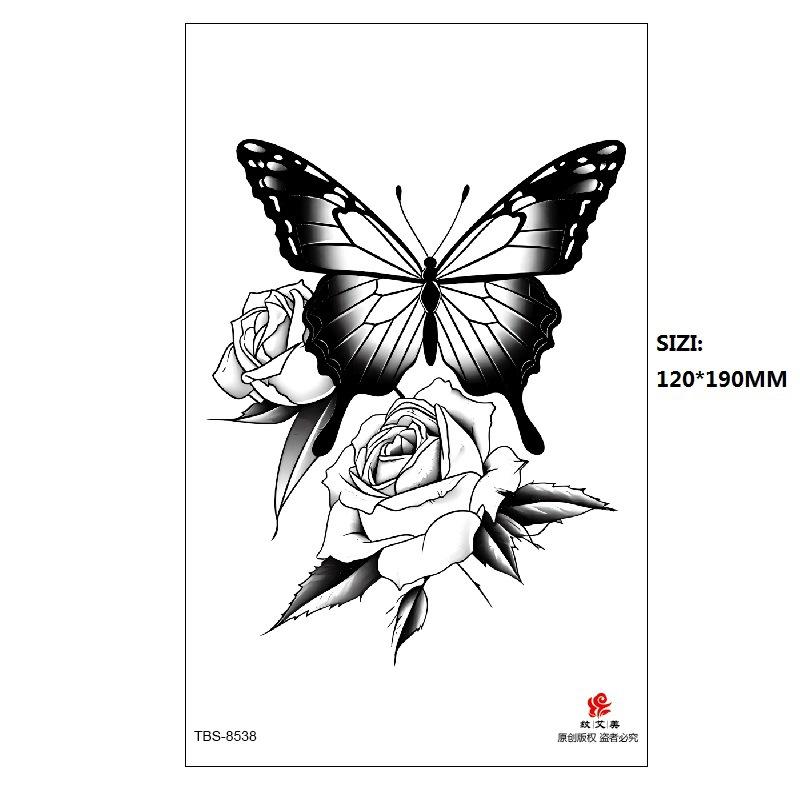 Black Butterfly Owl Sunflower Set Water Transfer Simulation Temporary Tattoo Sticker