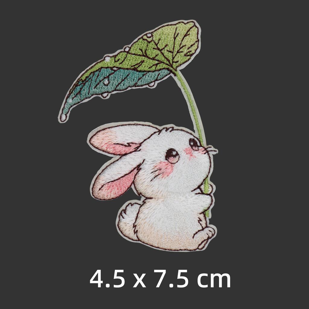 1/4pcs Easter Bunny Embroidery Patches, Iron On For Down Jacket Hole Repair, Self Adhesive Fabric Patch for School Bag Decor