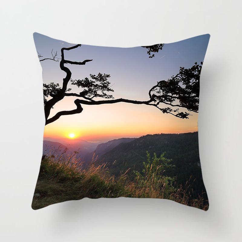 Sunset Sunset Beach Scenery Printed Pillow Cover Sofa Decoration Car Office Seat Cushion Cover Room Home Decor Pillow Cover