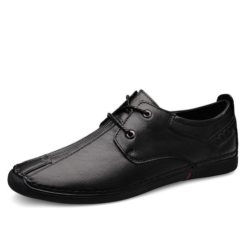 Men's Spring Low-Top Casual Formal Black Leather Shoes - Large & Small Sizes