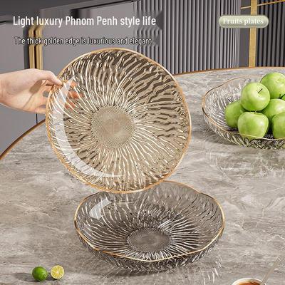 Elegant Floral Plastic Fruit and Dessert Display Plate for Home or Living Room