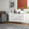 Modern 6-Drawer Chest with Golden Handles, 120x40x76.5cm, White