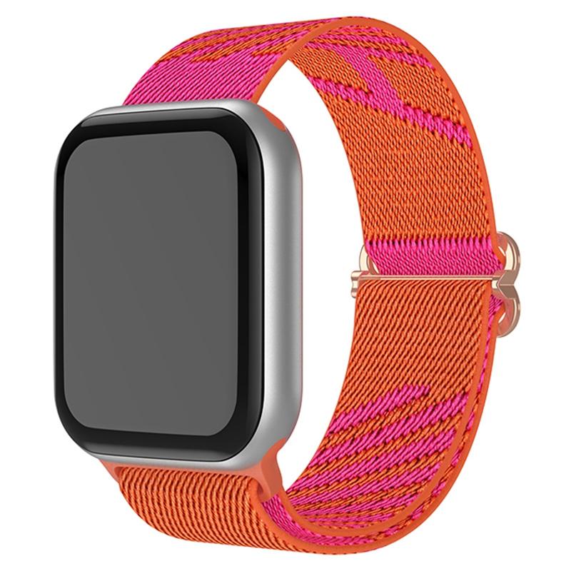

For Apple Watch Series 10 42mm/9 8 7 41mm/6 5 4 SE SE (2022) SE (2023) 40mm/3 2 1 38mm Dual Color Nylon Watch Band Adjustable Wrist Strap Replacement Rose/Orange