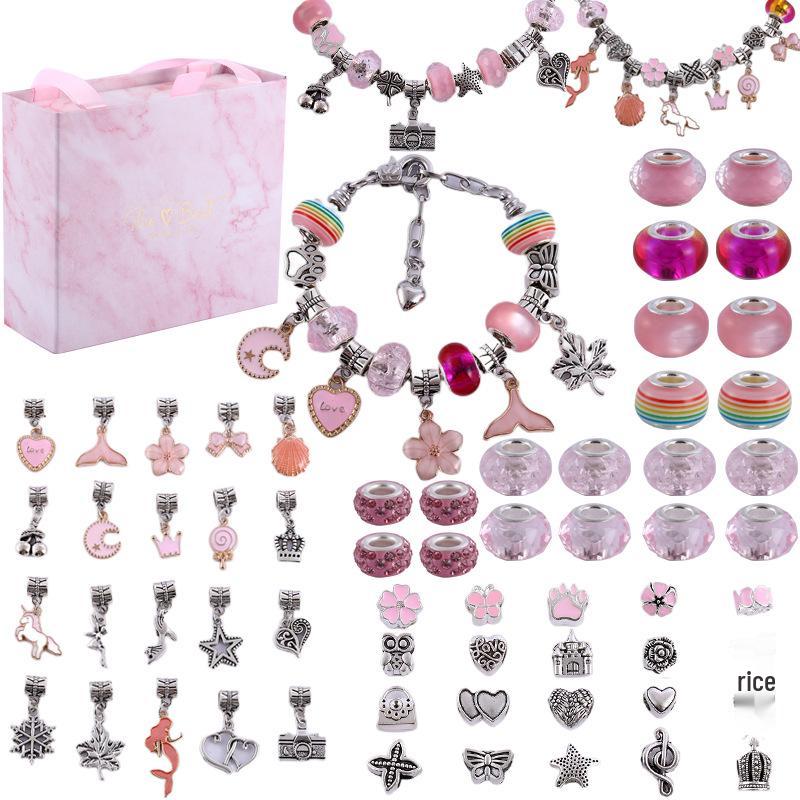 Bunte Einhorn Geschenkbox Set: Kinder DIY Handgemachtes Kristallarmband Schmuck