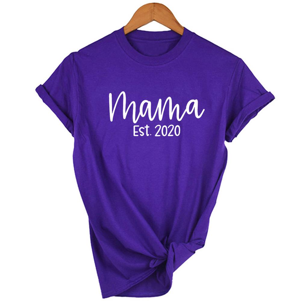 Mama Est Tee Mom Shirts Mum Casual Round Neck Summer Tumblr Clothes T Shirt