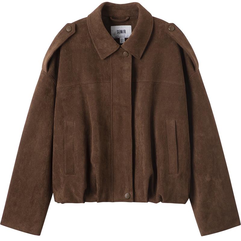 Semir Women s Faux Suede Oversized Short Jacket L