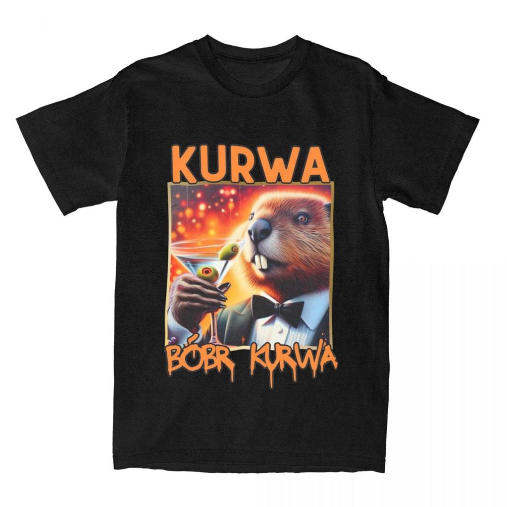 Kurwa Bobr Kurwa Beaver T Shirt Summer Cute Animal Y2K Retro T Shirts Cotton Harajuku Tee Shirt For Men's Short-Sleeved Tops