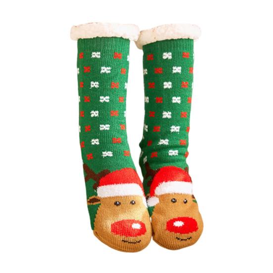 Christmas Floor Socks Thick Warm Non Slip Slipper Socks Cute Animal Fuzzy Socks with Gripper Fluffy Cuffs Gift for Christmas