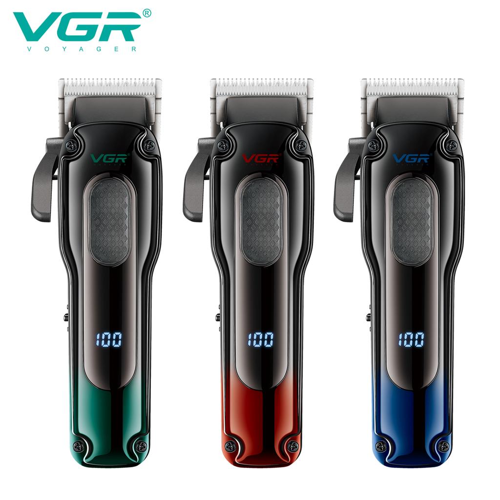 New VGR V-013 Electric Push Shear Metal Texture Hair Trimmer with Gradient Refinement Oil Head Clipper 6500RPM Smart Digital LED Display Hair Trimmer