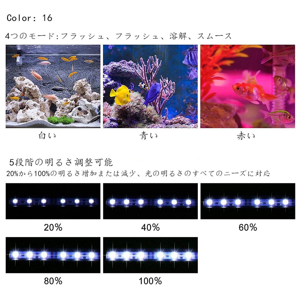 Etelux 9LED Light Aquarium Light 27cm Blue White RGB Aquarium Lighting Tropical Fish Aquarium Fish Breeding Aquatic Plants Long Life Energy Saving