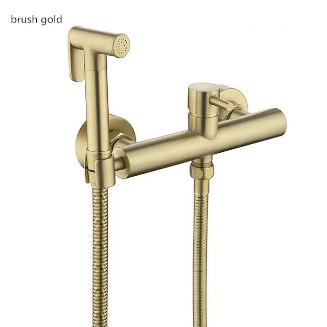 

Туалет Биде Распылитель Аксессуары для ванной Смеситель для холодной и горячей воды Смеситель для биде Настенный розово-золотой/серый