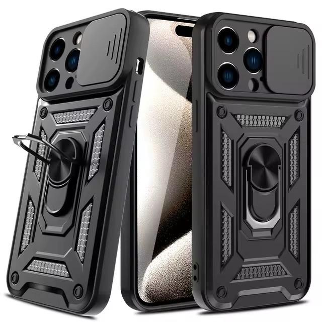 Slide Camera Magnetic Case For iPhone 16 15 Pro Max 13 12 Mini Coque For iPhone 14 11 Pro Mas 15 16 Plus Ring Holder Phone Cover