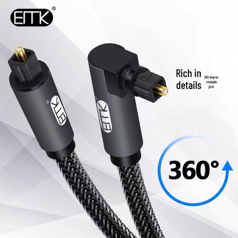 

EMK Оптический аудиокабель с угловым разъемом 90° для цифрового усилителя и динамика SPDIF, квадратный порт для ТВ, 5.1 канал. 1m темно-синий